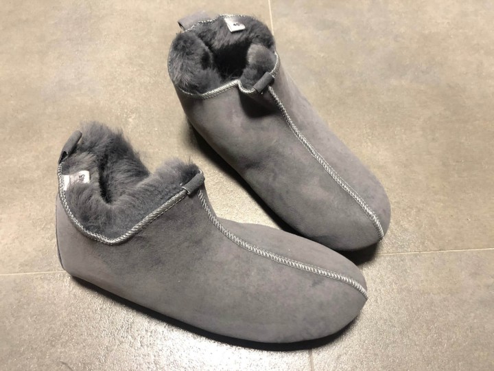 Buty bambosze premium ze skóry owczej - szare