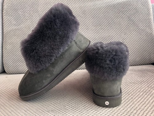 Buty premium ze skóry owczej na zamek - szare (biały znaczek oczywiście odklejany)