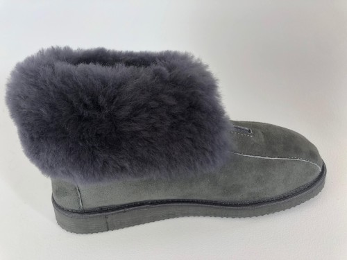 Buty premium ze skóry owczej na zamek - szare