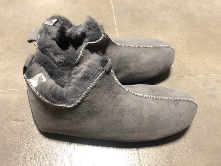 Buty bambosze premium ze skóry owczej - szare