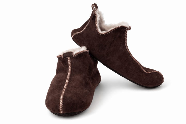 Buty bambosze premium ze skóry owczej - czekoladowy